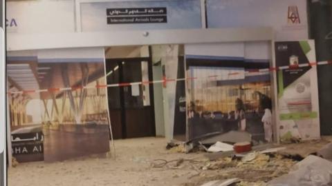 الصور الأولى لآثار استهداف الحوثيين لمطار أبها السعودي
